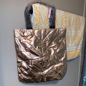 Rose gold metallic tote